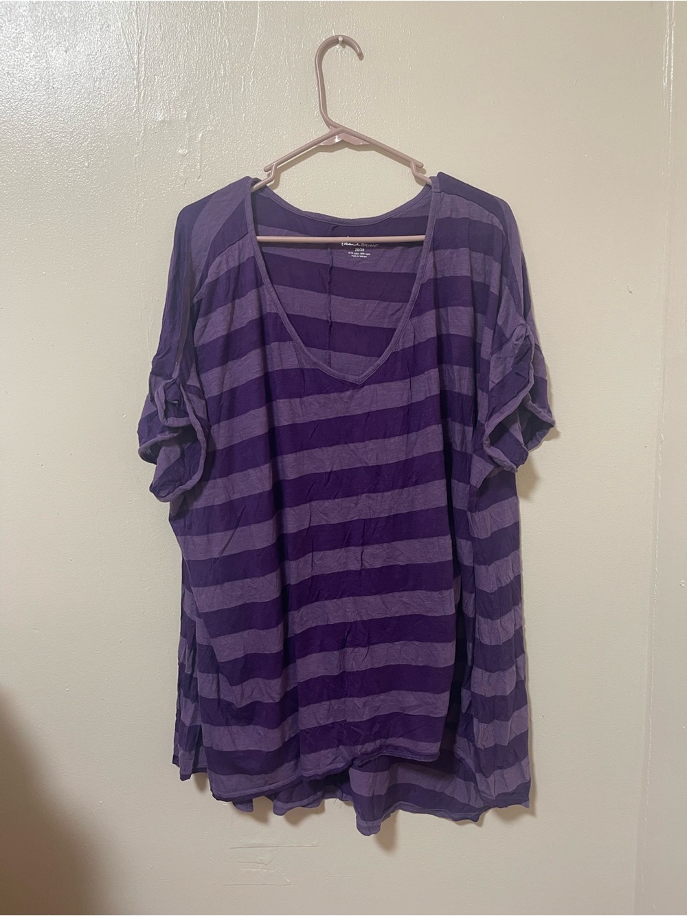 Lane Bryant Purple Striped V-Neck Tunic
